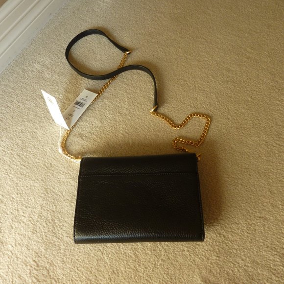 Tory Burch 'Britten' Leather T Logo Chain Strap Shoulder Bag (Black) - NEW - Picture 7 of 12